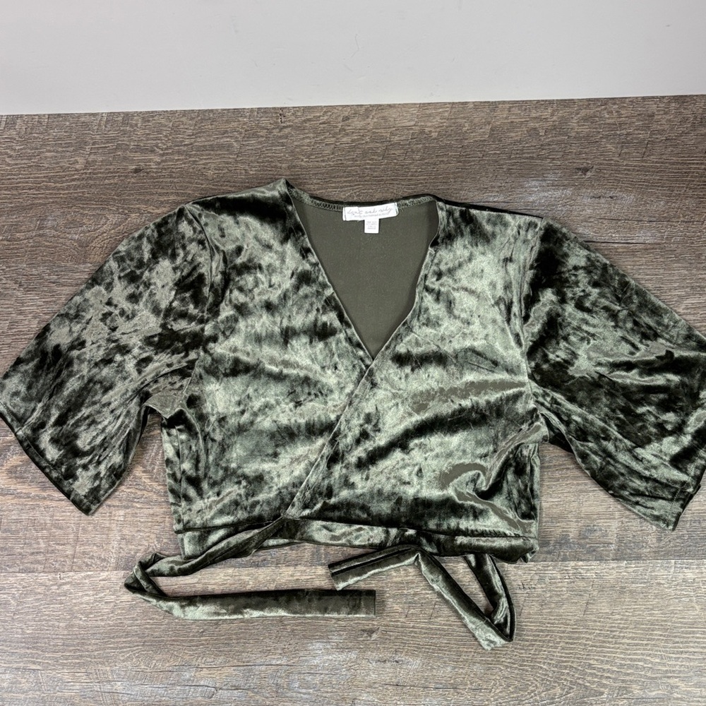 Don’t Ask Why Velvet Wrap Crop Top O/S